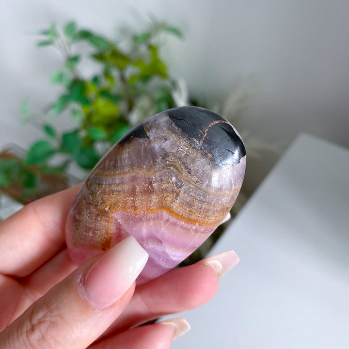 Pink Aragonite Palm Stone 