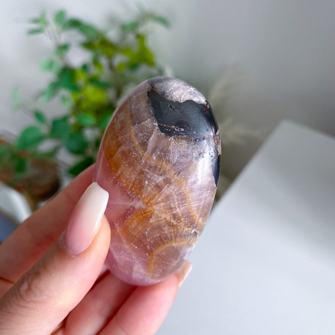 Pink Aragonite Palm Stone 