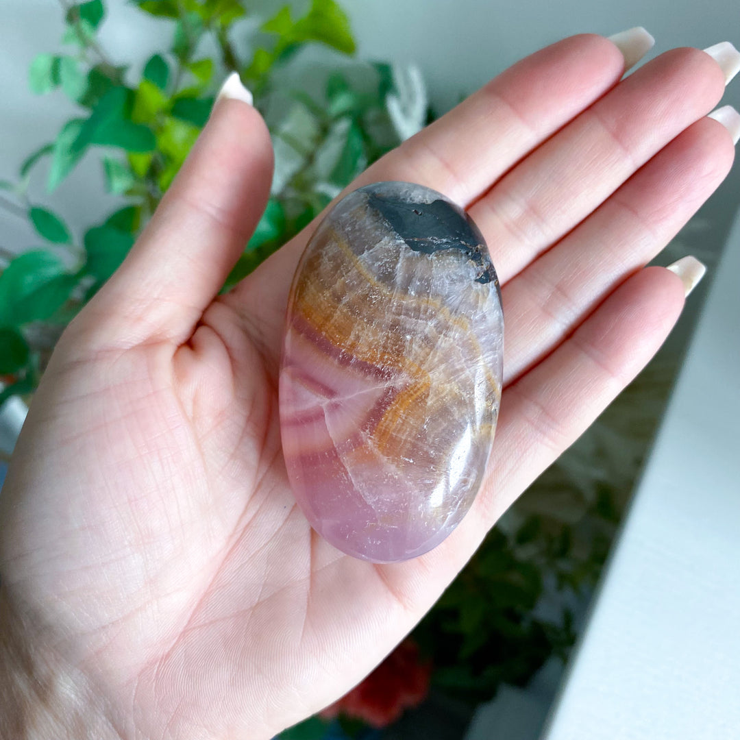Pink Aragonite Palm Stone 