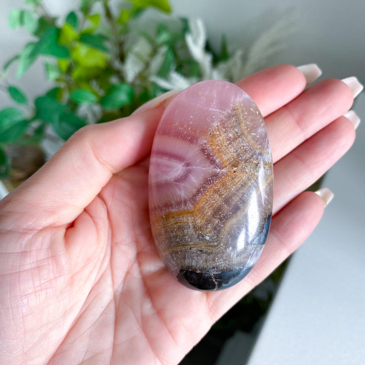 Pink Aragonite Palm Stone 