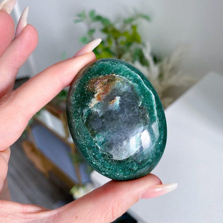 Bright Green Aventurine Palm Stone 