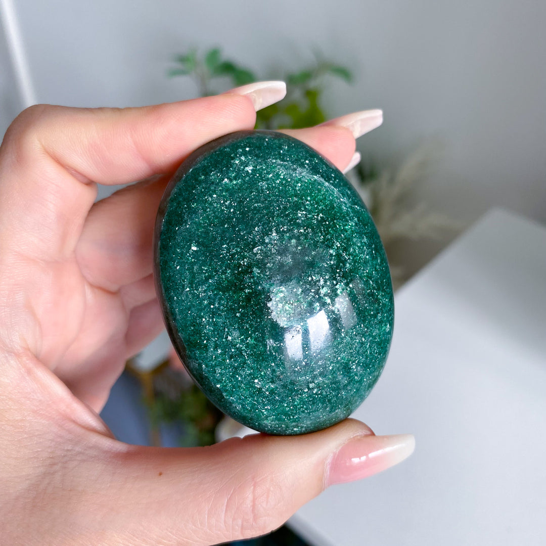 Bright Green Aventurine Palm Stone 