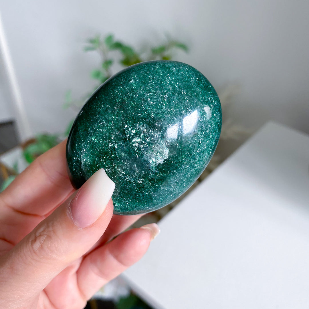 Bright Green Aventurine Palm Stone 