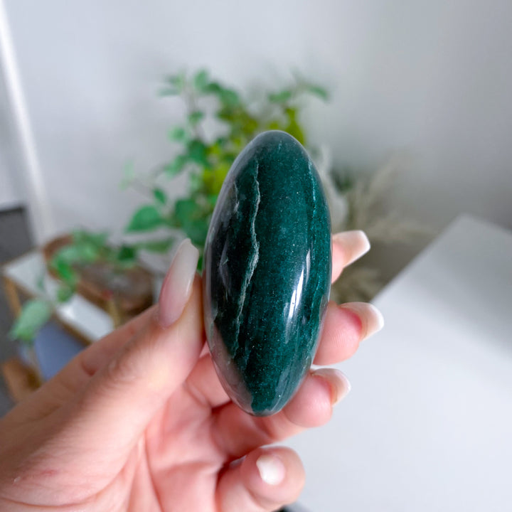 Bright Green Aventurine Palm Stone 