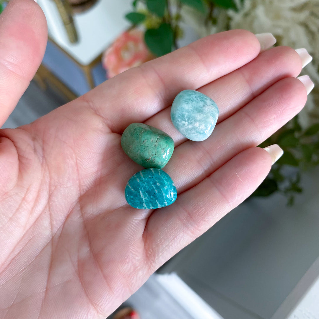Set: Three Small Amazonite Tumbles
