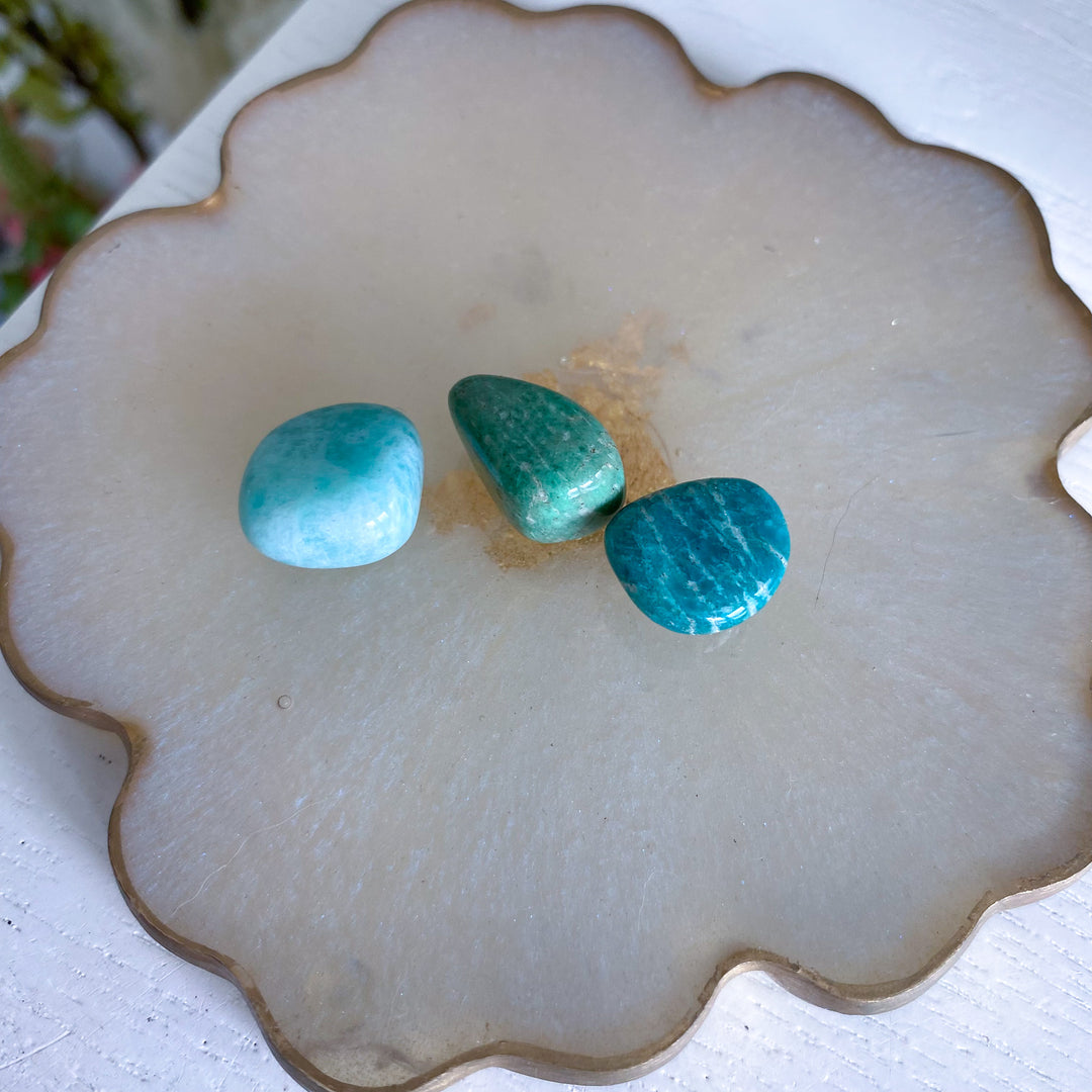Set: Three Small Amazonite Tumbles