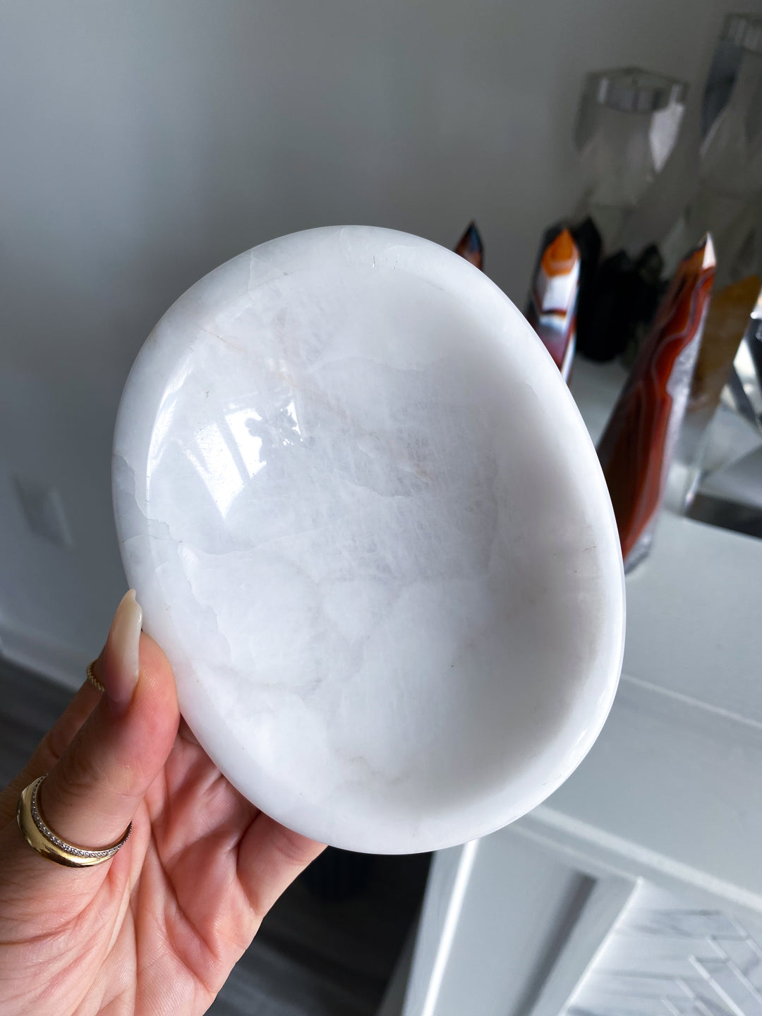 White Aventurine Bowl 4.5" x 3"