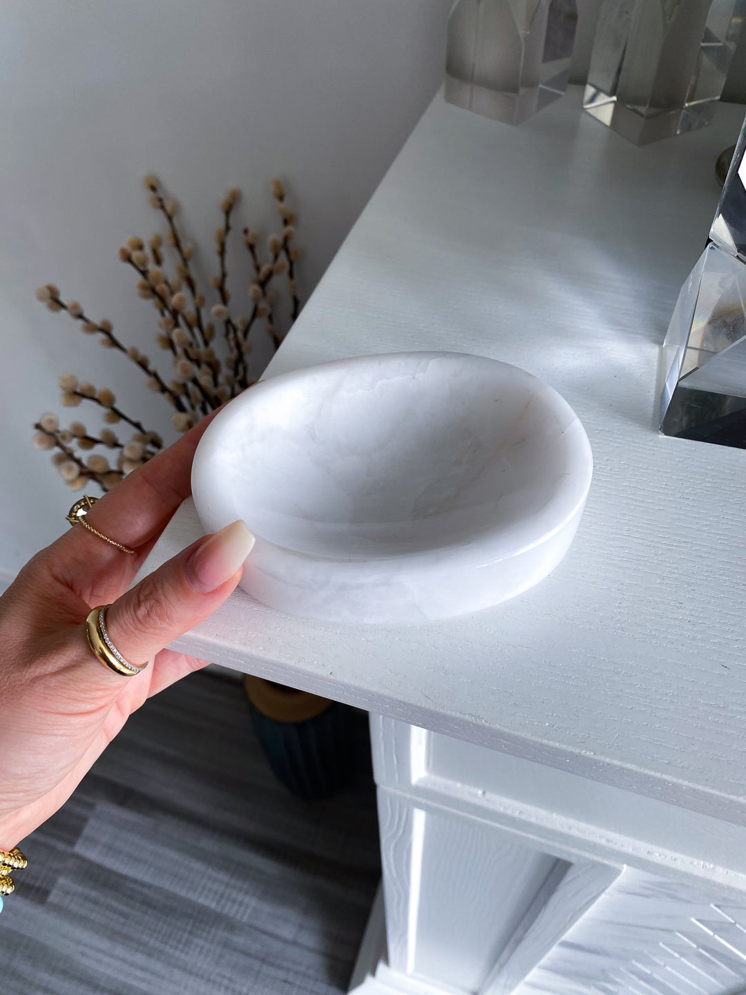 White Aventurine Bowl 4.5" x 3"