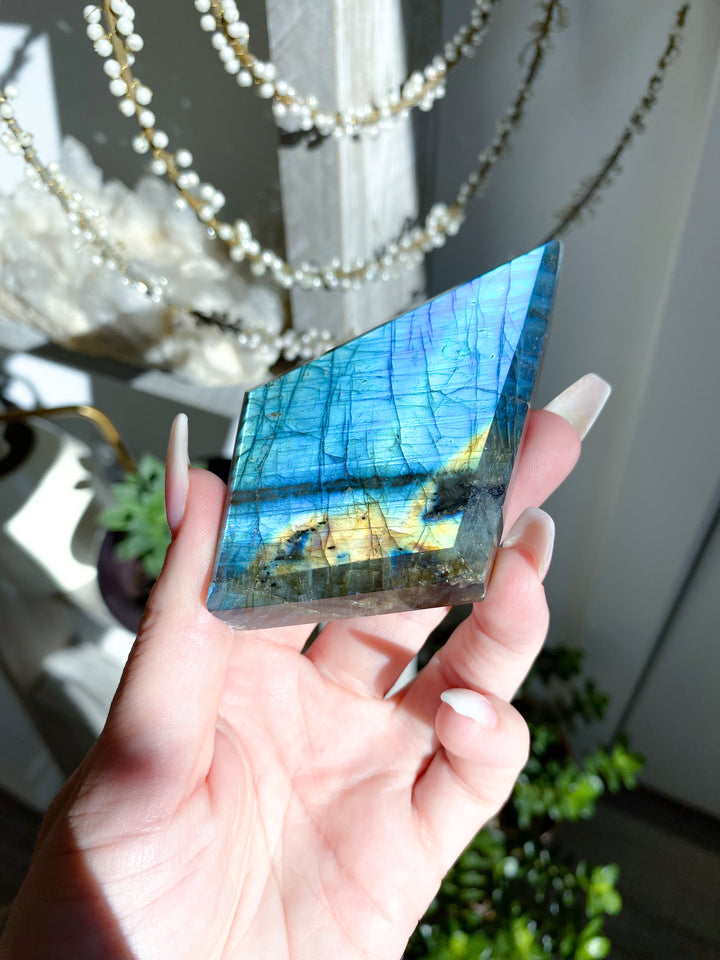 Labradorite Diamond on Stand - Get Exact Item