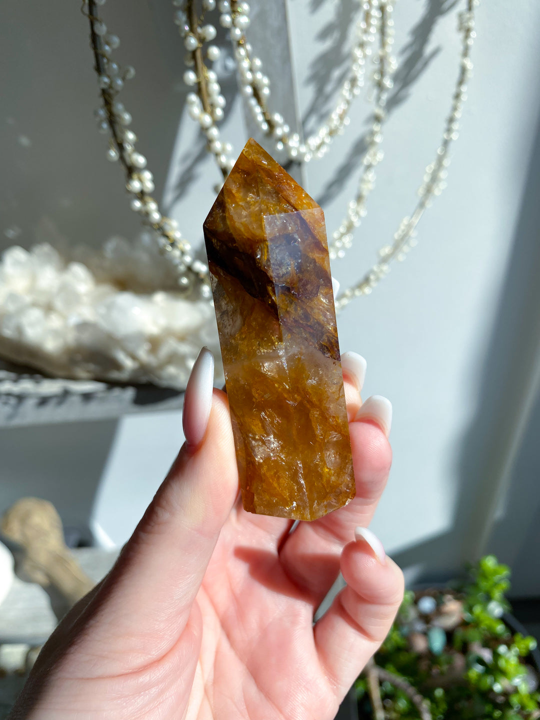 Stripe 3" Golden Healer Quartz Tower - Healing - Cleanse - Clear Blockages - Crown Chakra - High Vibe - Divine Energy