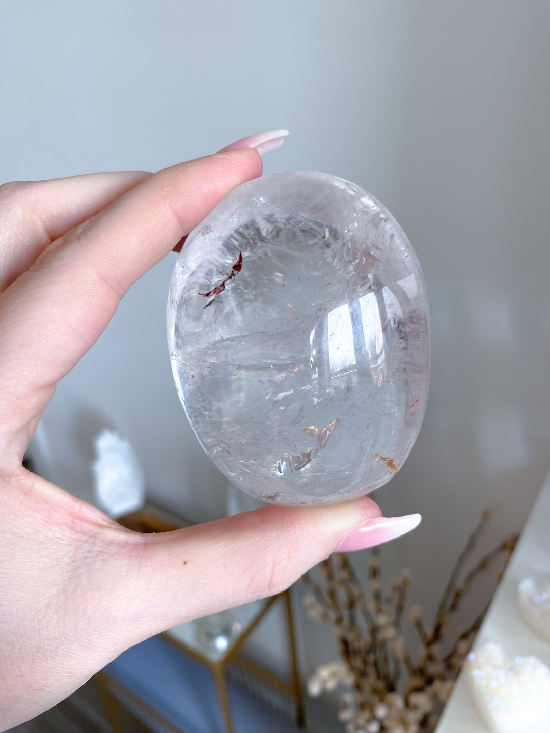 Jumbo Clear Quartz Palm #2 - Inclusions