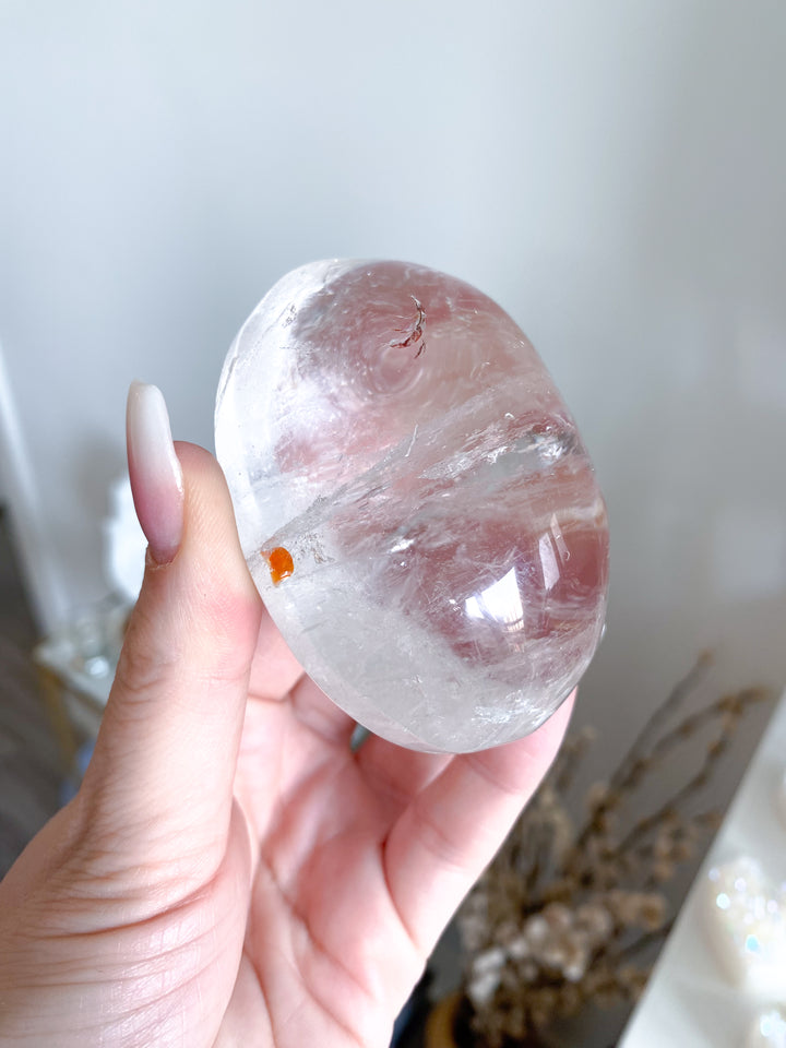 Jumbo Clear Quartz Palm #2 - Inclusions
