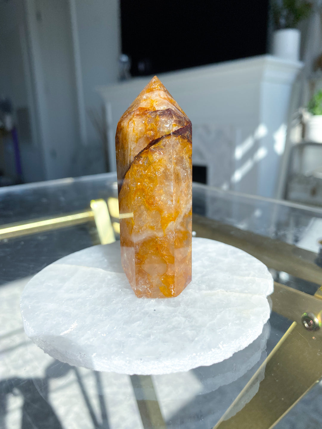 Stripe 3" Golden Healer Quartz Tower - Healing - Cleanse - Clear Blockages - Crown Chakra - High Vibe - Divine Energy