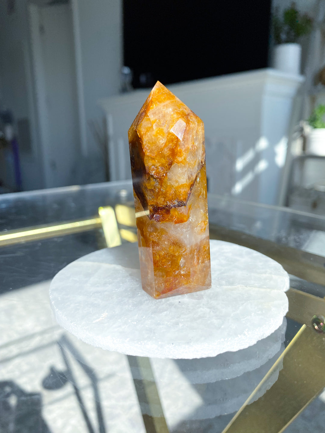 Stripe 3" Golden Healer Quartz Tower - Healing - Cleanse - Clear Blockages - Crown Chakra - High Vibe - Divine Energy