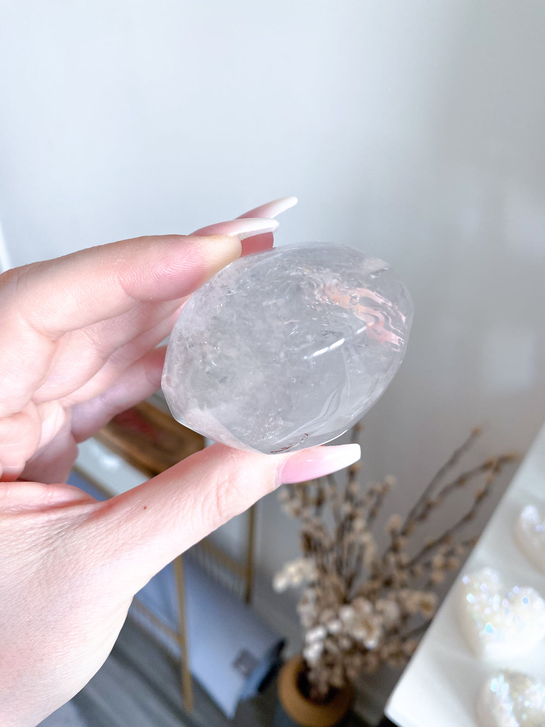 Jumbo Clear Quartz Palm #2 - Inclusions