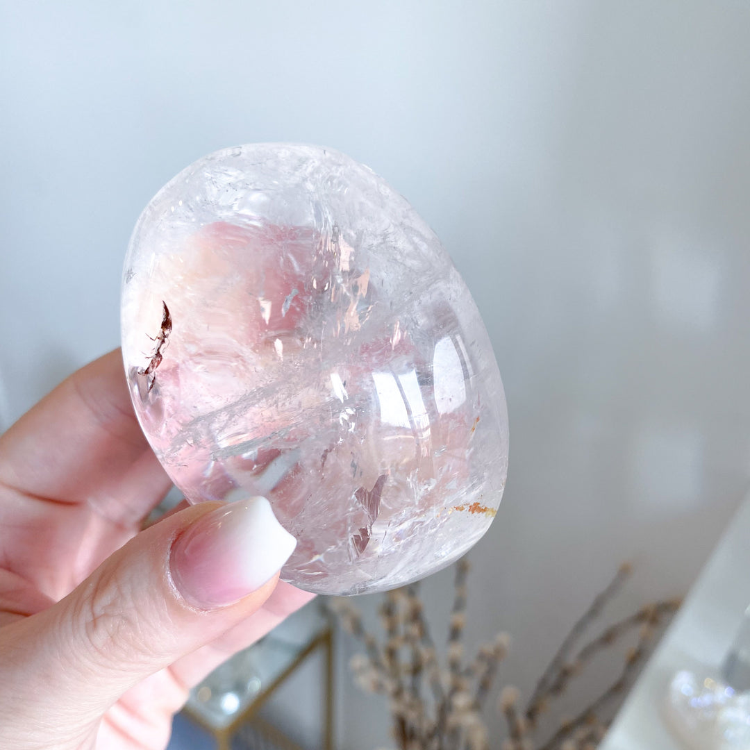 Jumbo Clear Quartz Palm #2 - Inclusions