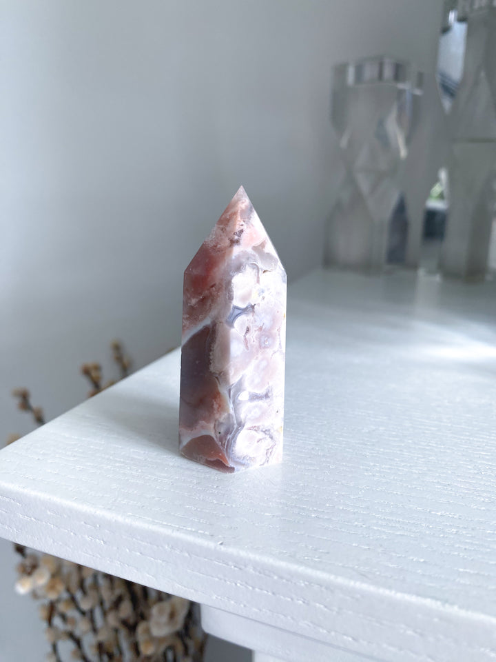 Pink Agate, Pink Flower Agate Tower #5