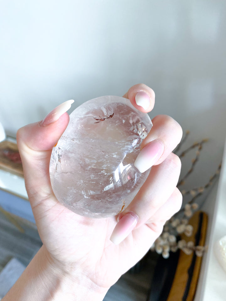 Jumbo Clear Quartz Palm #2 - Inclusions