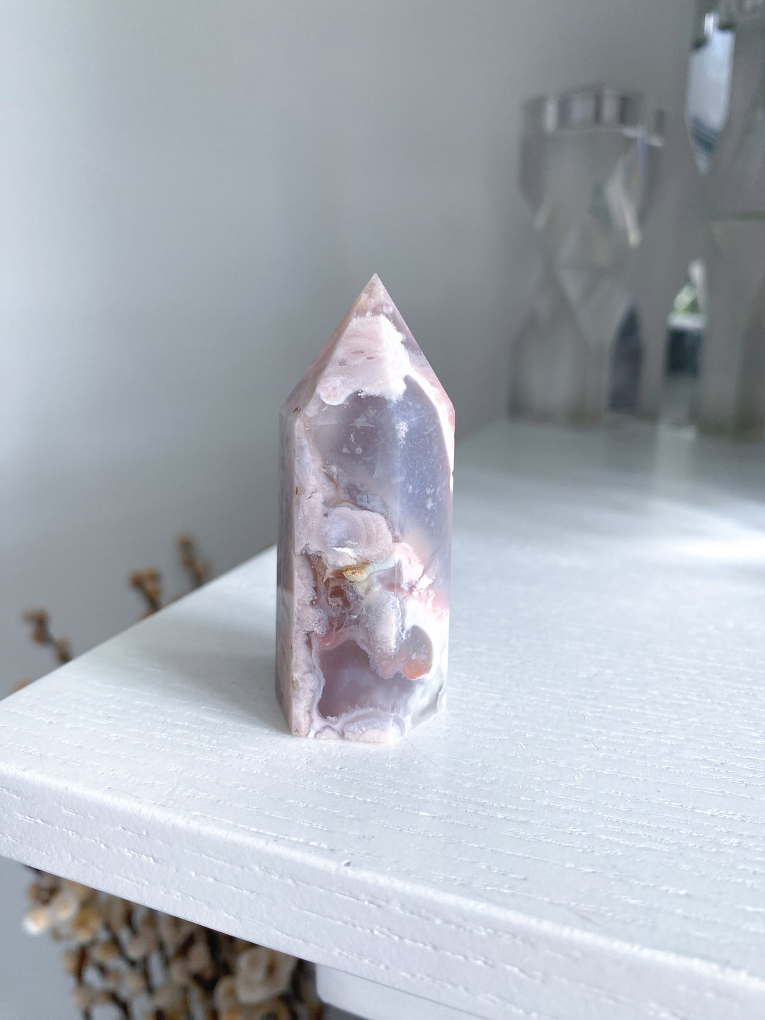 Pink Agate, Pink Flower Agate Tower #5