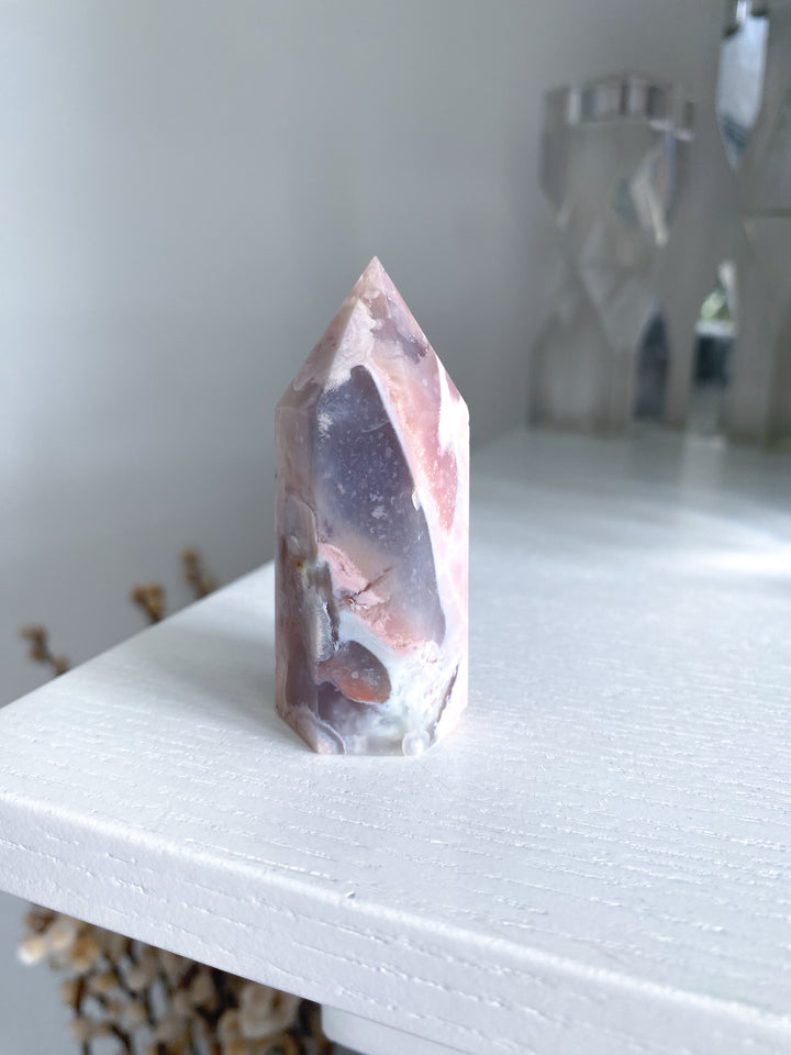Pink Agate, Pink Flower Agate Tower #5