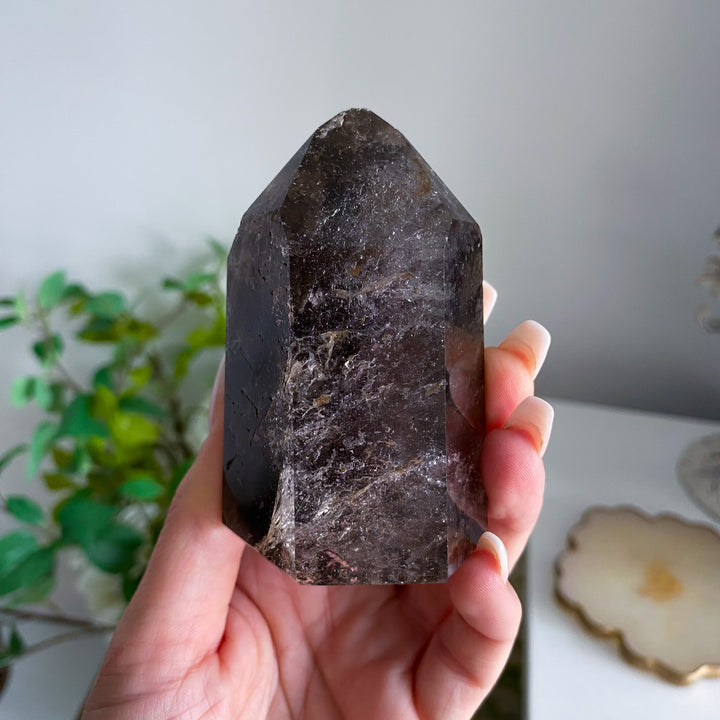 Large, Chunky Smokey Quartz Tower - Chipped Tip