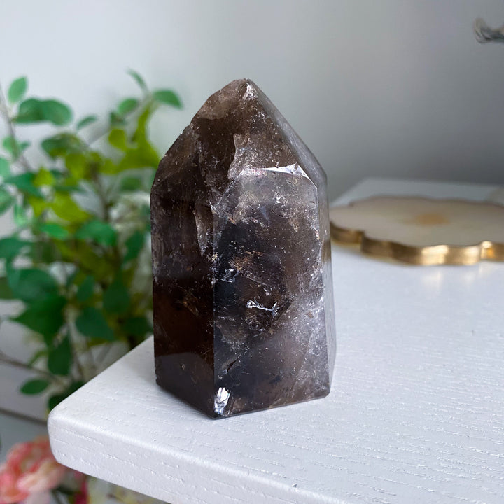 Large, Chunky Smokey Quartz Tower - Chipped Tip