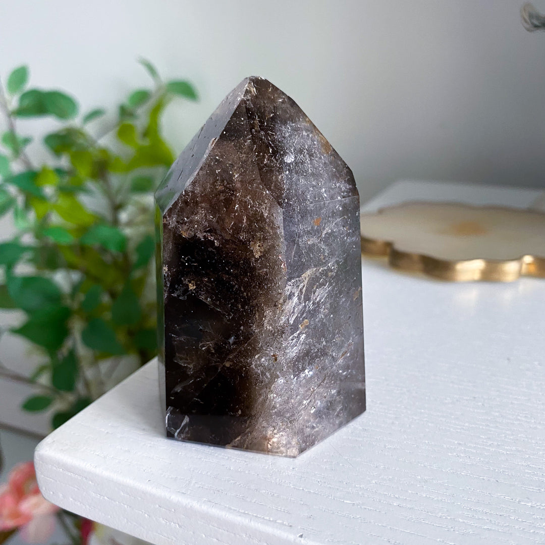Large, Chunky Smokey Quartz Tower - Chipped Tip
