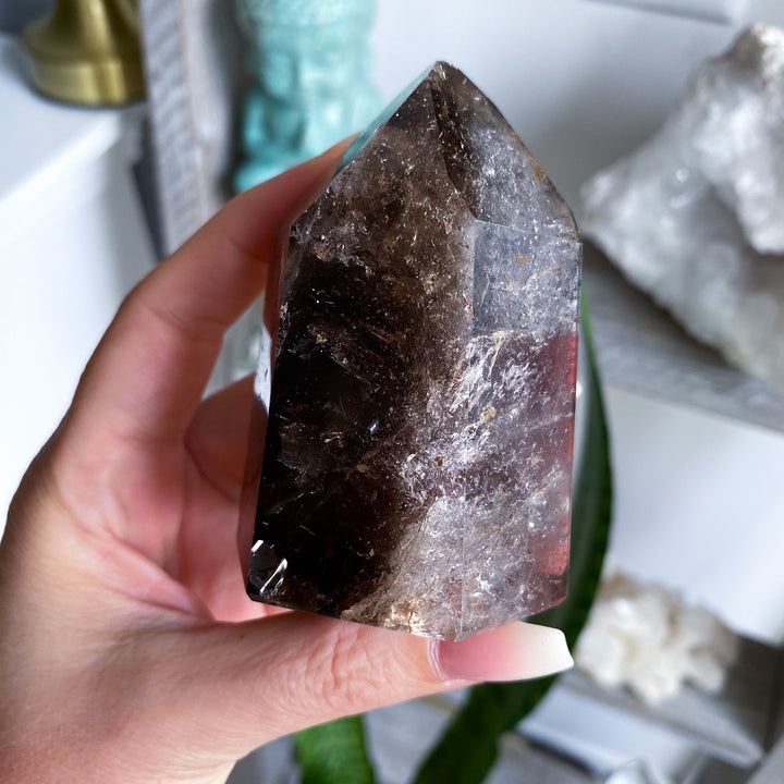 Large, Chunky Smokey Quartz Tower - Chipped Tip