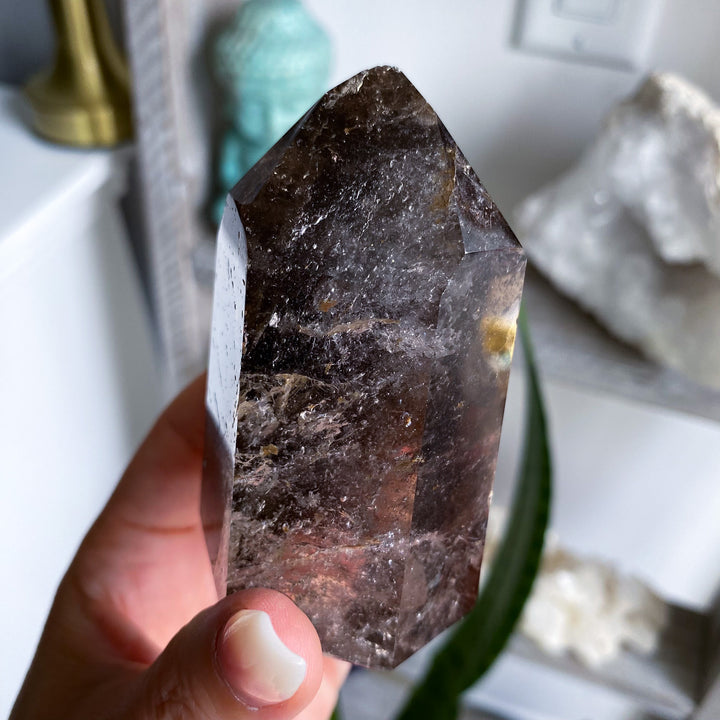 Large, Chunky Smokey Quartz Tower - Chipped Tip
