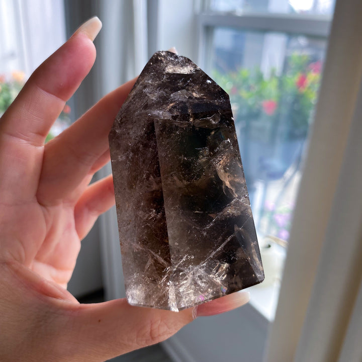 Large, Chunky Smokey Quartz Tower - Chipped Tip