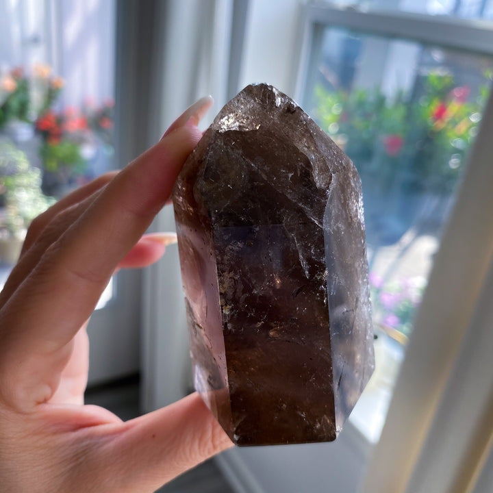 Large, Chunky Smokey Quartz Tower - Chipped Tip