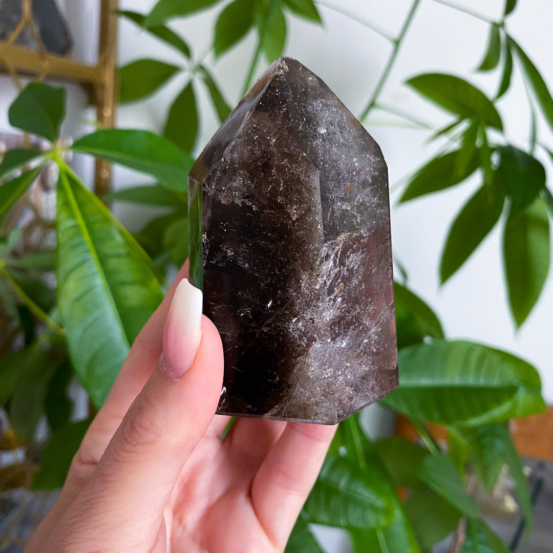 Large, Chunky Smokey Quartz Tower - Chipped Tip