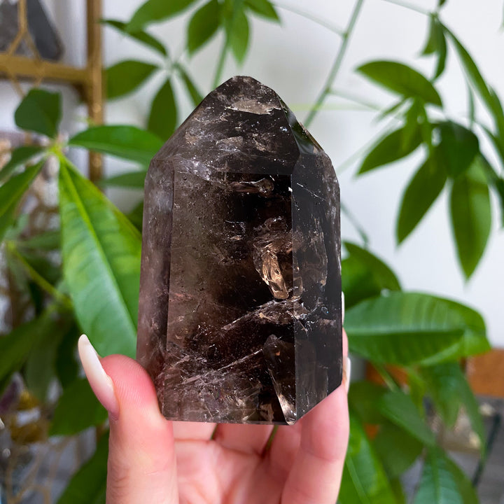 Large, Chunky Smokey Quartz Tower - Chipped Tip