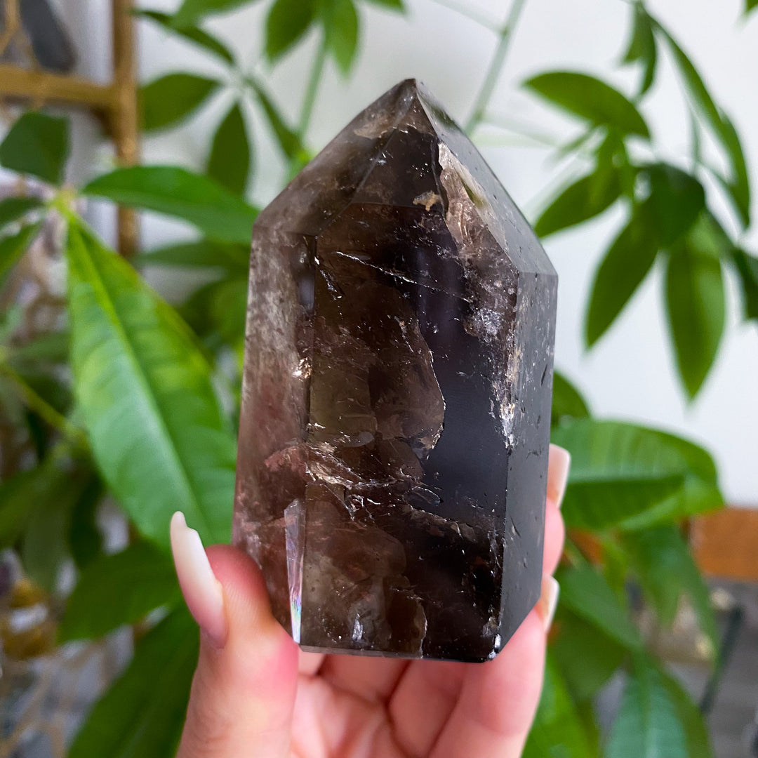 Large, Chunky Smokey Quartz Tower - Chipped Tip