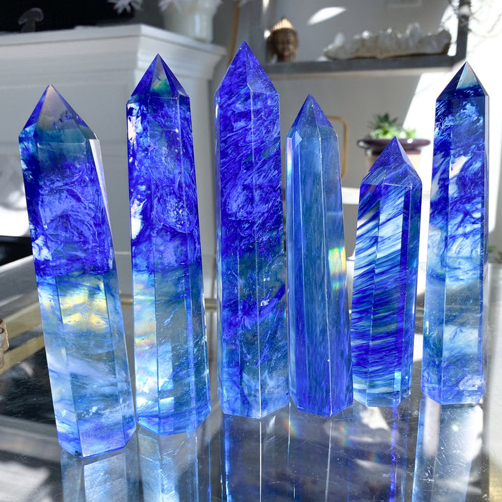 Blue Smelt Glass Tower 5" Approx - Glass - Peace