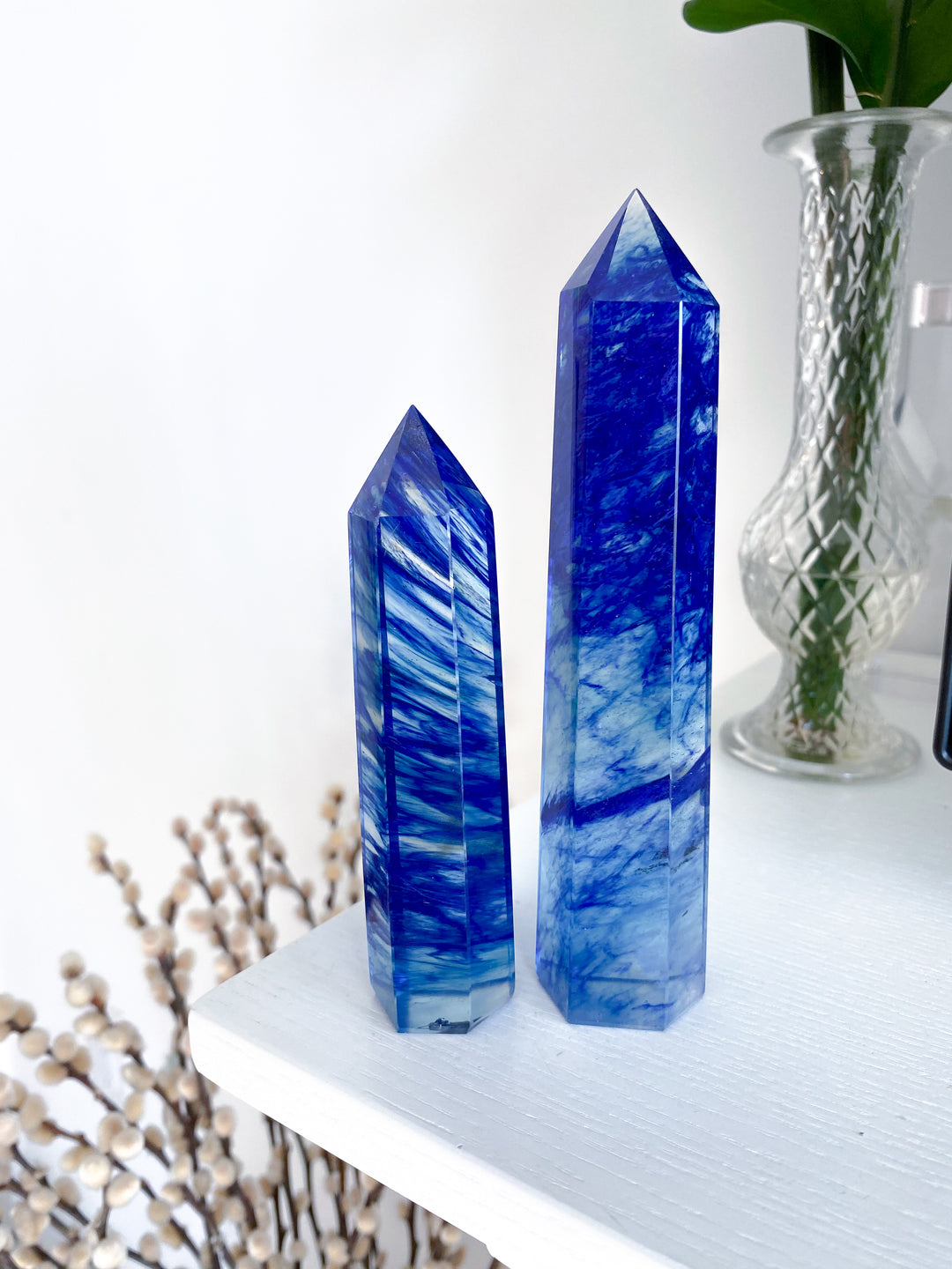 Blue Smelt Glass Tower 5" Approx - Glass - Peace