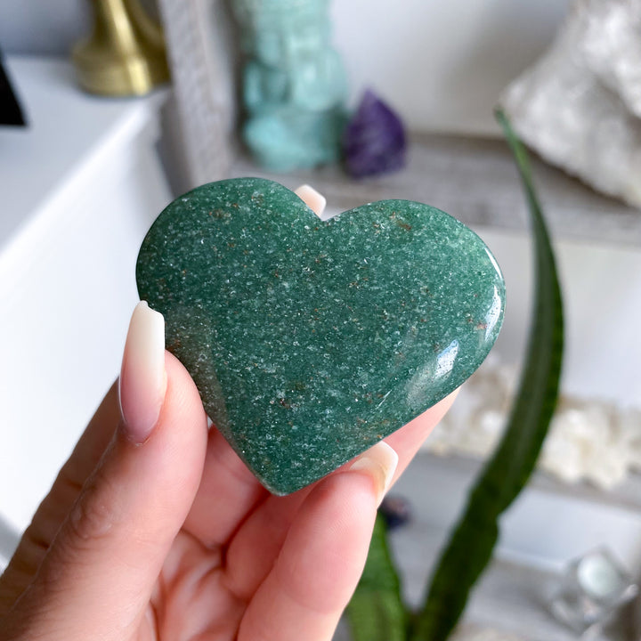 Bright Green Aventurine Heart Carving w/ Mica 