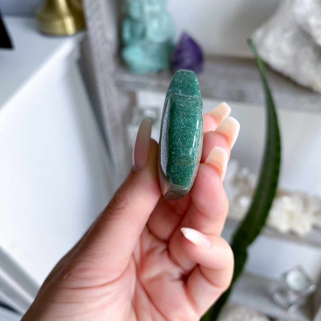 Bright Green Aventurine Heart Carving w/ Mica 