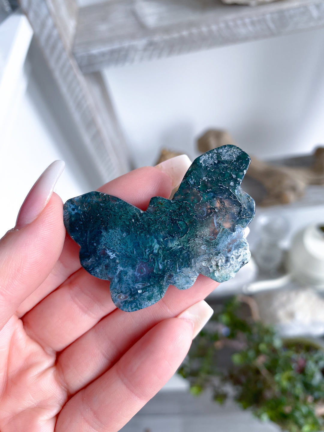 Moss Agate Butterfly - B Quality