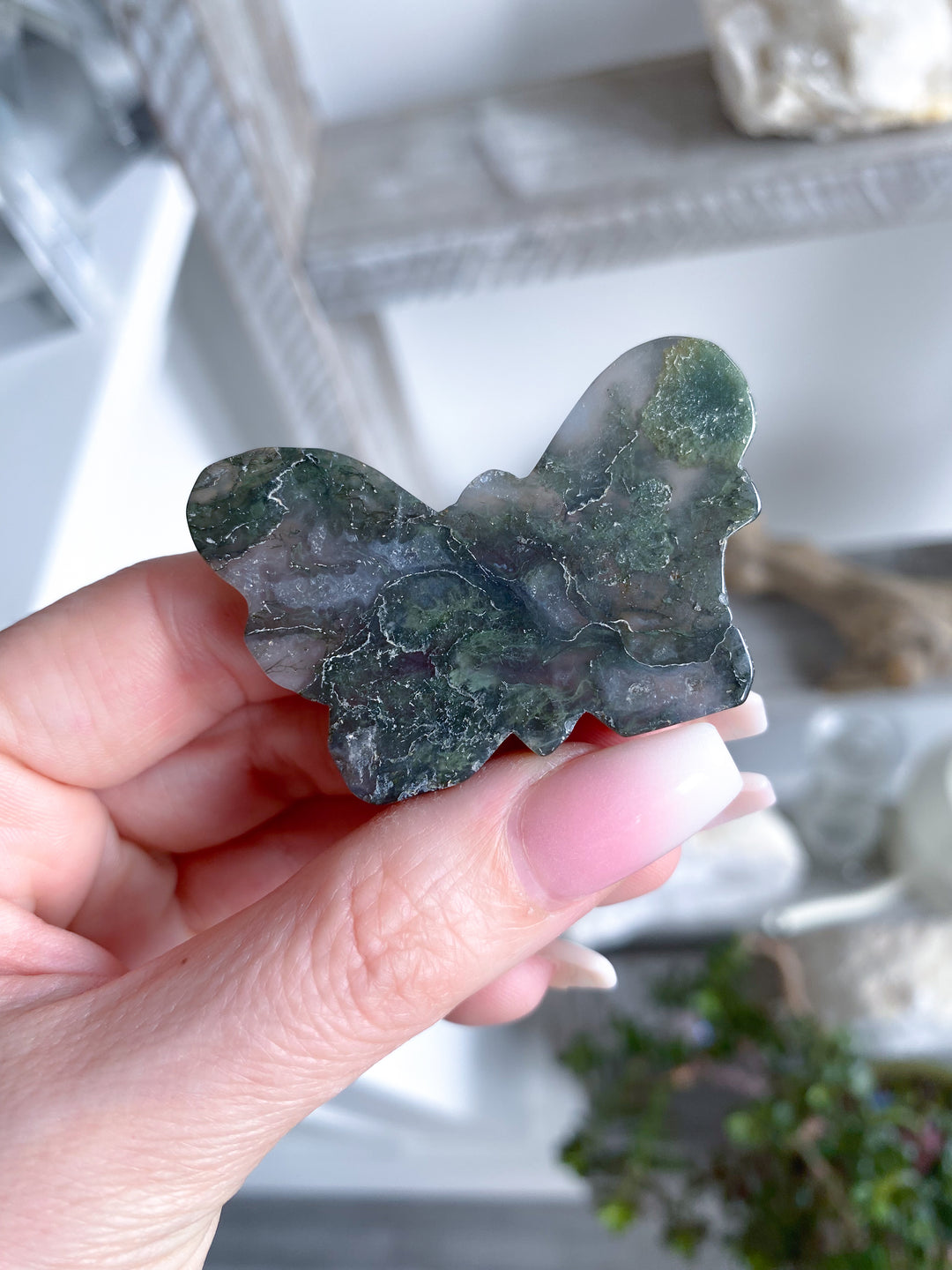 Moss Agate Butterfly - B Quality