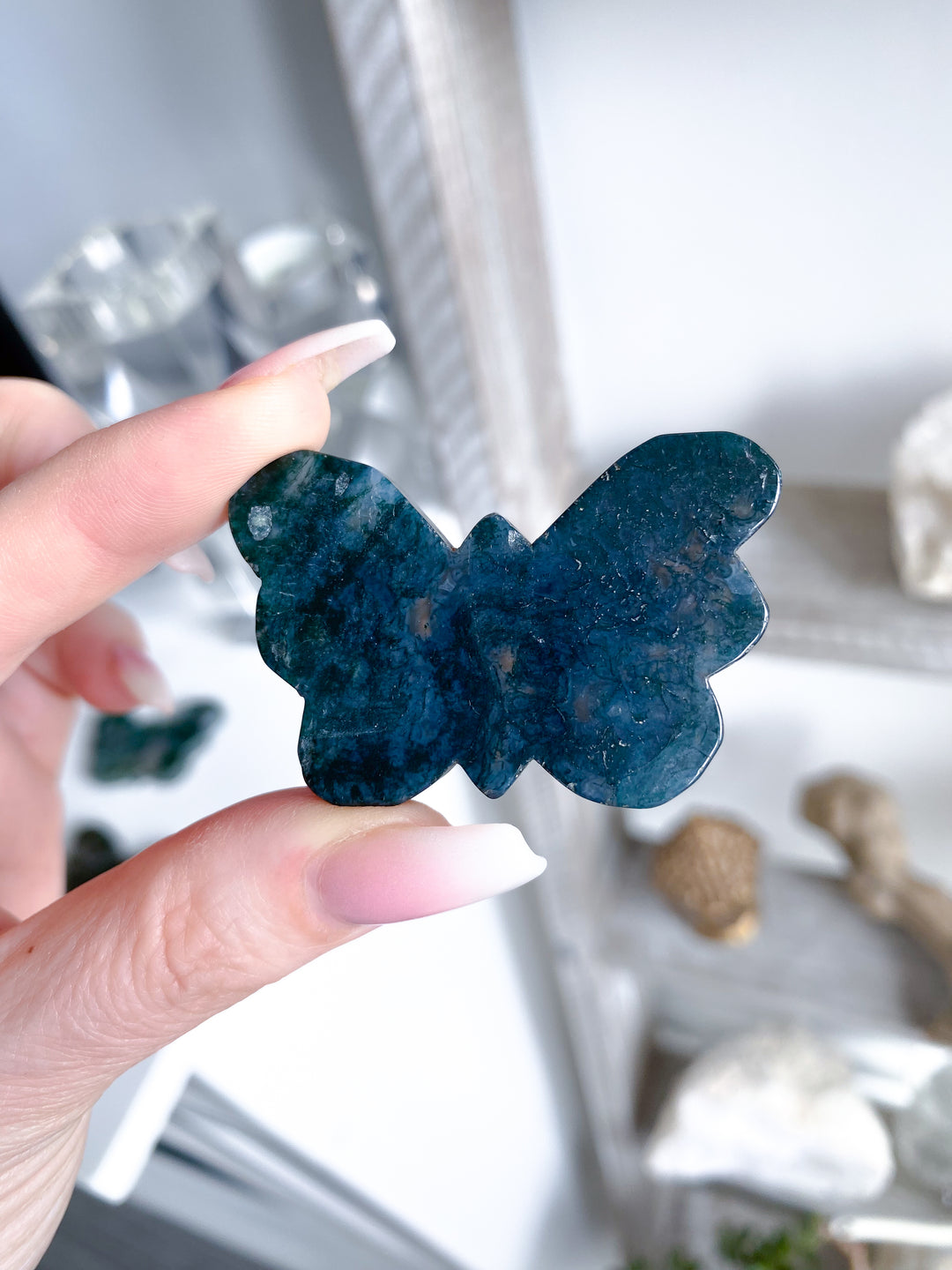 Moss Agate Butterfly - B Quality