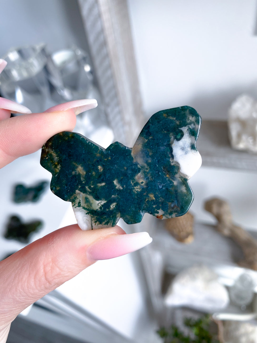 Moss Agate Butterfly - B Quality
