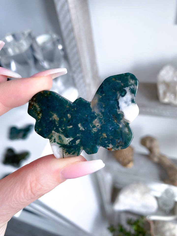 Moss Agate Butterfly - B Quality