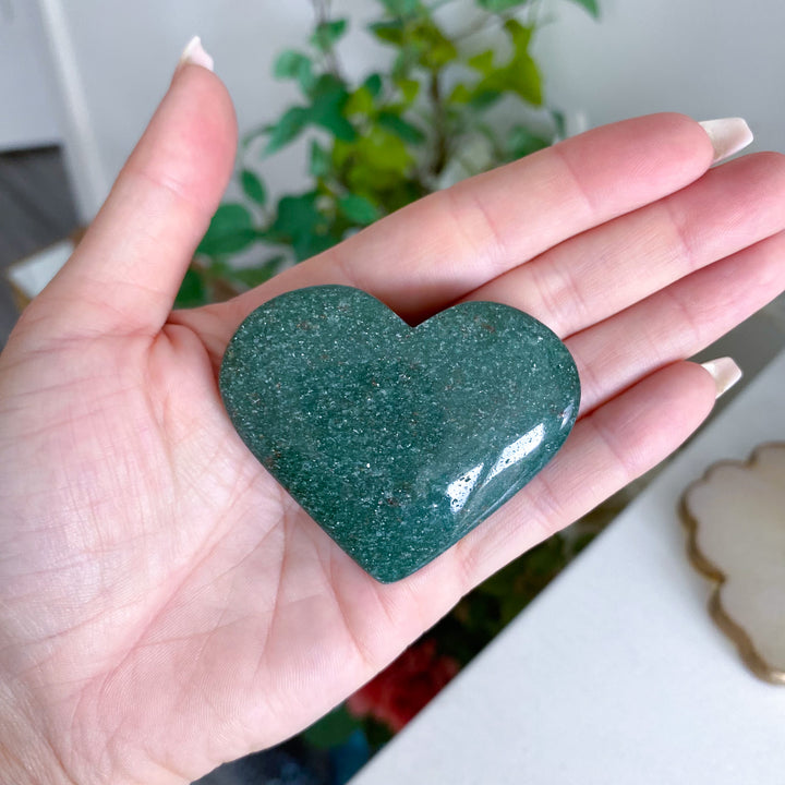 Bright Green Aventurine Heart Carving w/ Mica 