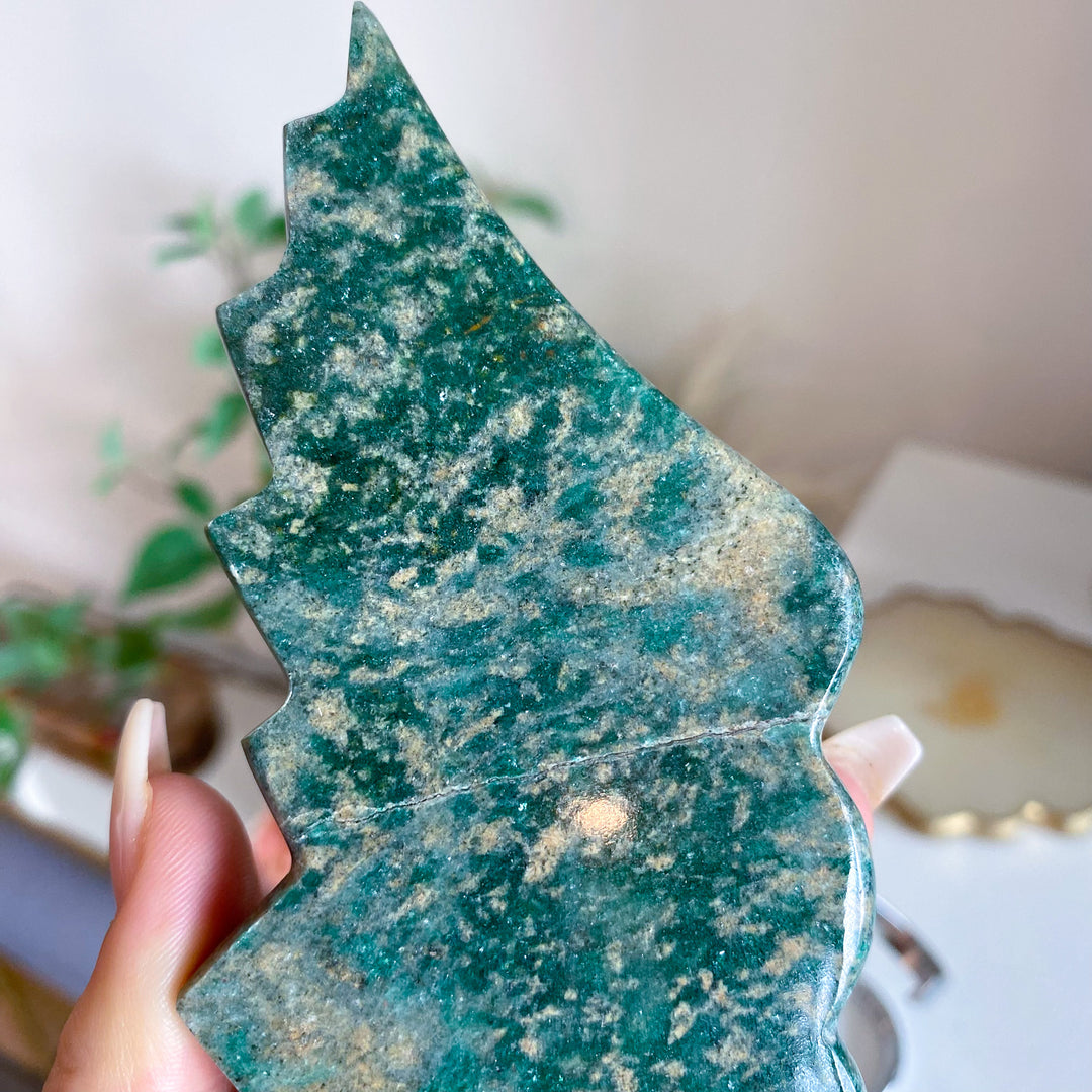Green Aventurine Winged Heart on Stand 