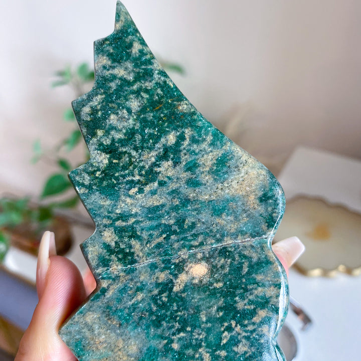 Green Aventurine Winged Heart on Stand 