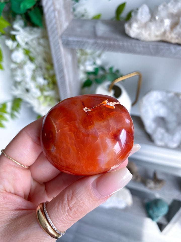 Heart Carnelian Palm Stone #8