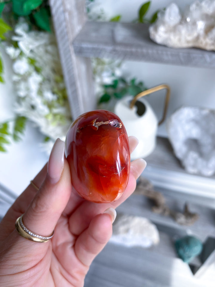 Heart Carnelian Palm Stone #8