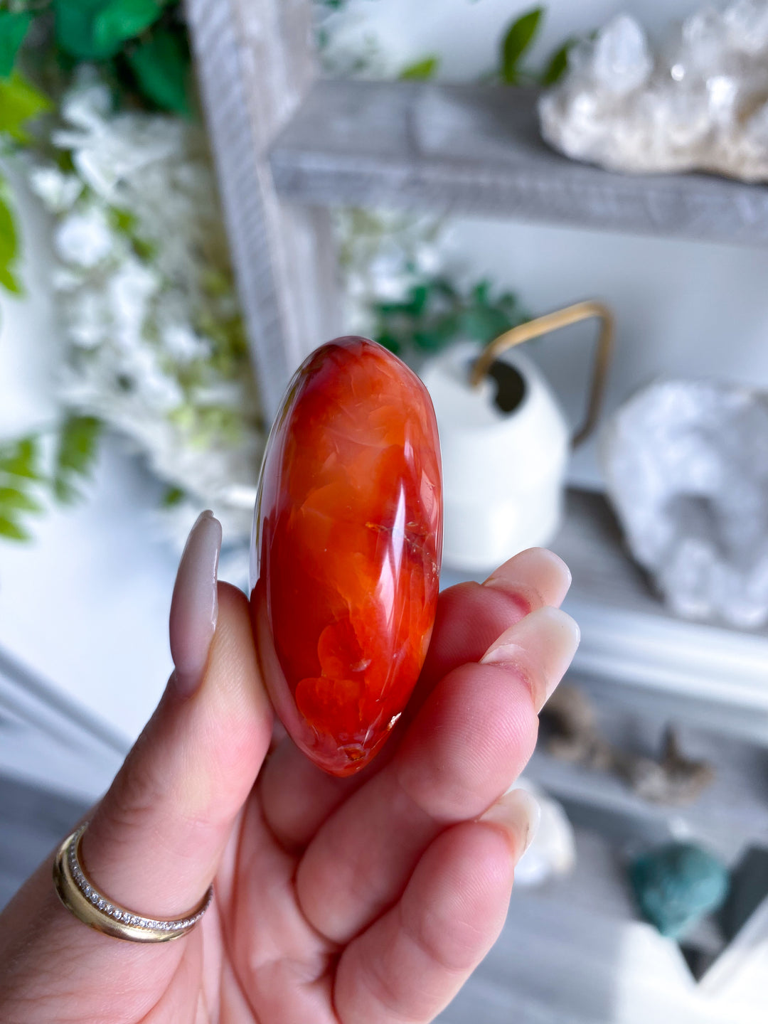 Heart Carnelian Palm Stone #8