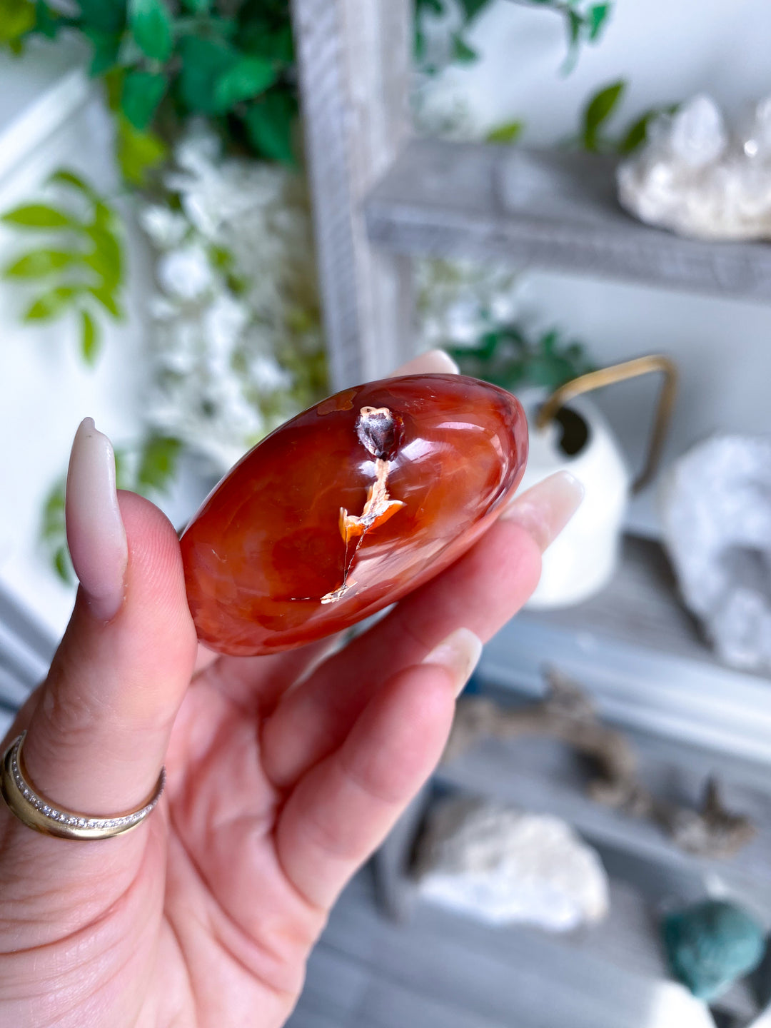 Heart Carnelian Palm Stone #8
